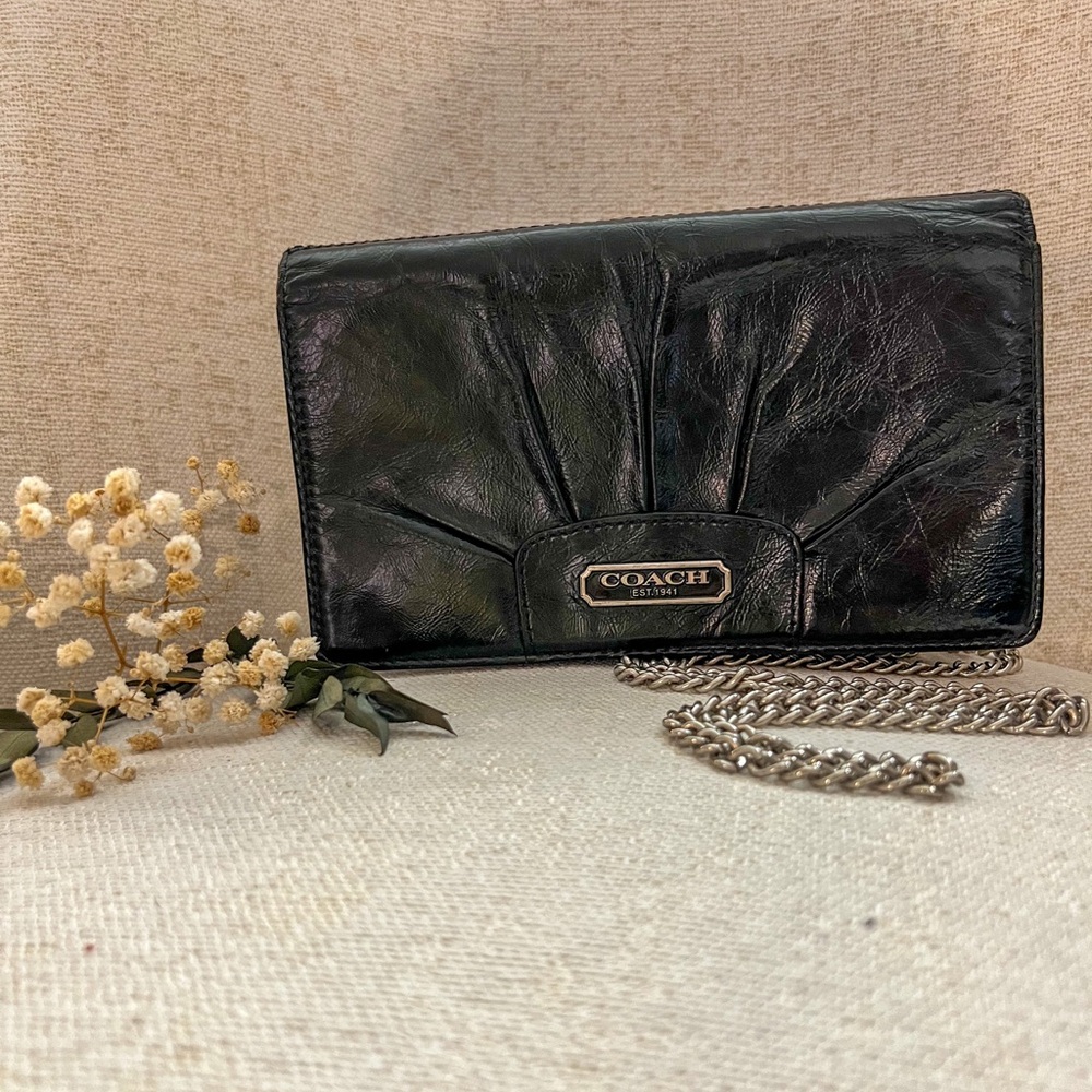 Coach Black Crossbody Wallet Bag with Removable Chain Strap